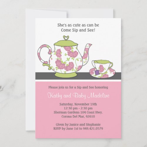 Sip and See Baby Shower Invitation