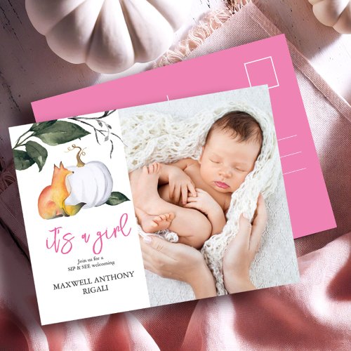 Sip and See Baby Shower Invitations Autumn Fox