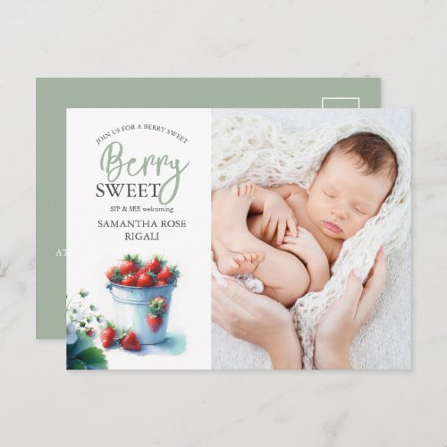 Sip and See Baby Shower Invitations Strawberries