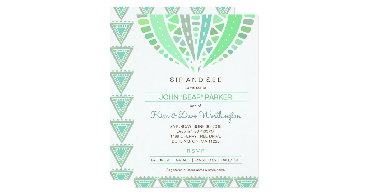 Sip And See Baby Shower Invite Boy Mandala Invitation Zazzle Com
