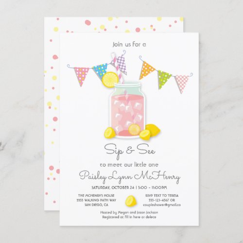 Sip and See Baby Shower Mason Jar Invitation