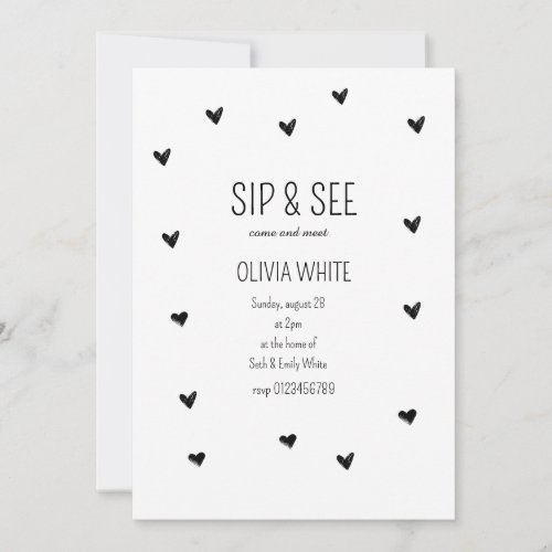 Sip and See Baby Shower Minimalist baby shower Invitation