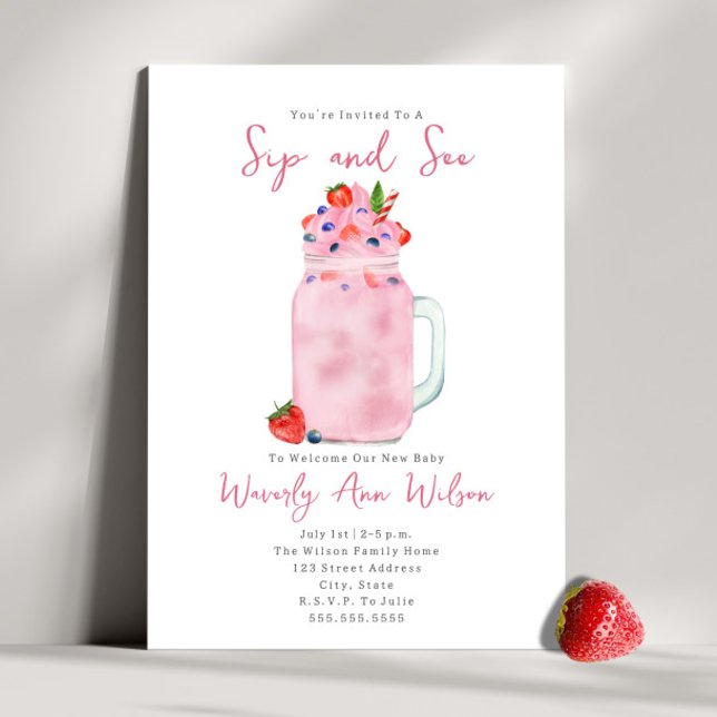 Sip and See Berry Smoothie Invitation (Creator Uploaded)