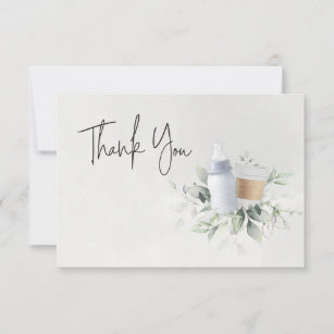 Sip and See Coffee Baby Shower Thank You Card Blue
