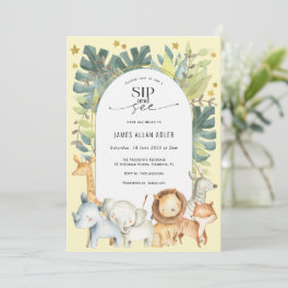 Sip and see cute safari gender neutral shower invitation