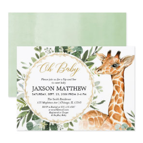 Sip and See Giraffe baby shower, meet and greet Invitation