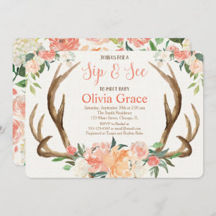 Sip and See girl baby shower invitation meet greet