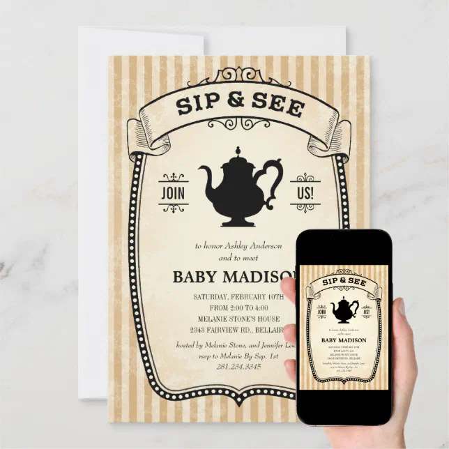 Sip and See Invitations Zazzle