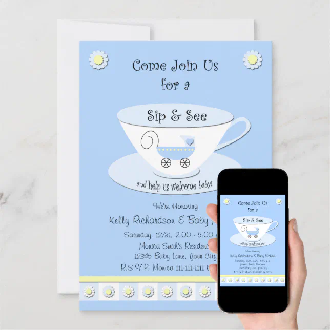 Sip and See Invitations Baby Boy Zazzle