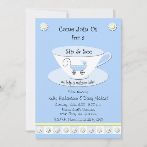 Sip and See Invitations -- Baby Boy