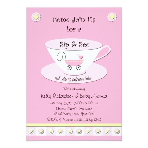 Sip and See Invitations Baby Girl | Zazzle