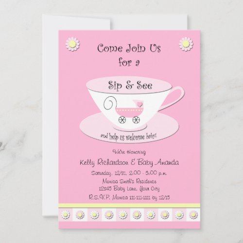 Sip and See Invitations -- Baby Girl