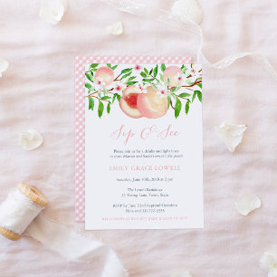 Sip and See invitations; Sweet Little Peach Girl Invitation