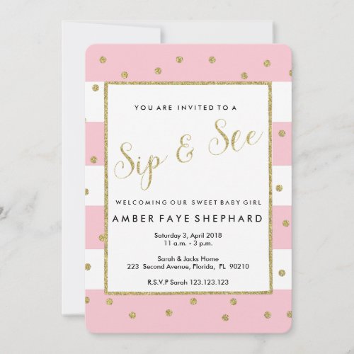 Sip and See invite new baby welcome party Invitation