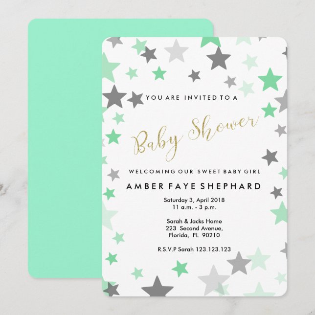 Sip and See invite, new baby, welcome party Invitation (Front/Back)
