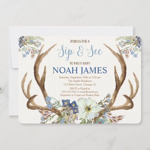 Sip and See Meet and Greet boy invitation boho