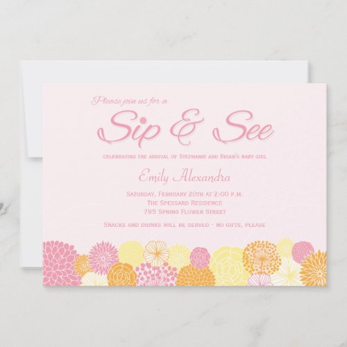 Sip and See new baby announcement party invitation