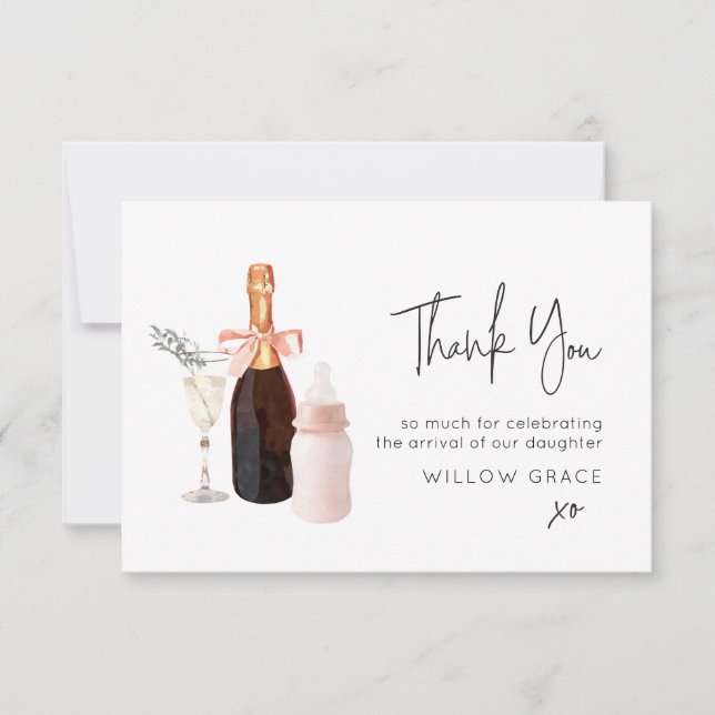 Sip and See New Baby Customizable Thank You Card (Front)