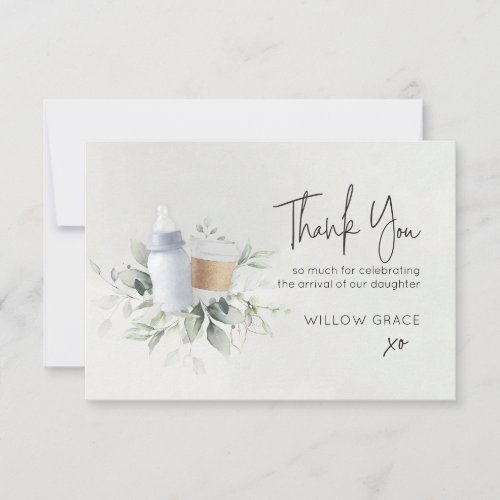 Sip and See New Baby Customizable Thank You Card