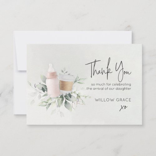 Sip and See New Baby Customizable Thank You Card