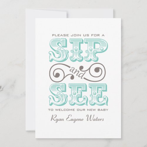 Sip And See Visit Our New Baby Personalized Announcement