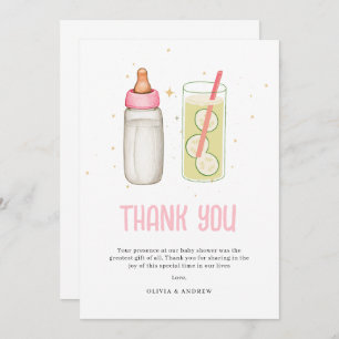 Sip And See, Welcome Baby Girl, New Baby Party Thank You Card
