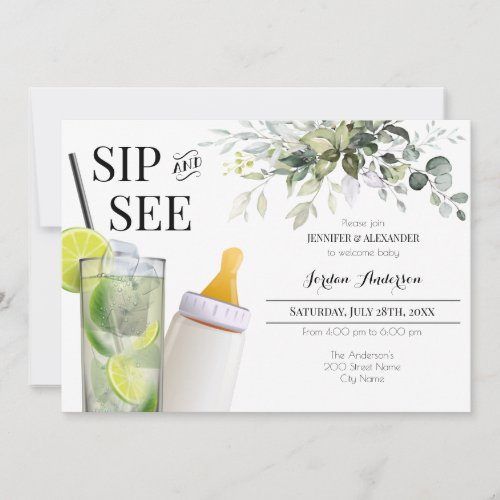 Sip and See Welcome Baby Invitation