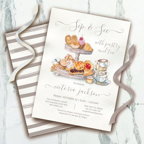 Sip and See with Pastry Tea Baby Shower Invitation