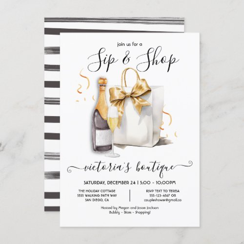 Sip and Shop boutique store event Invitation