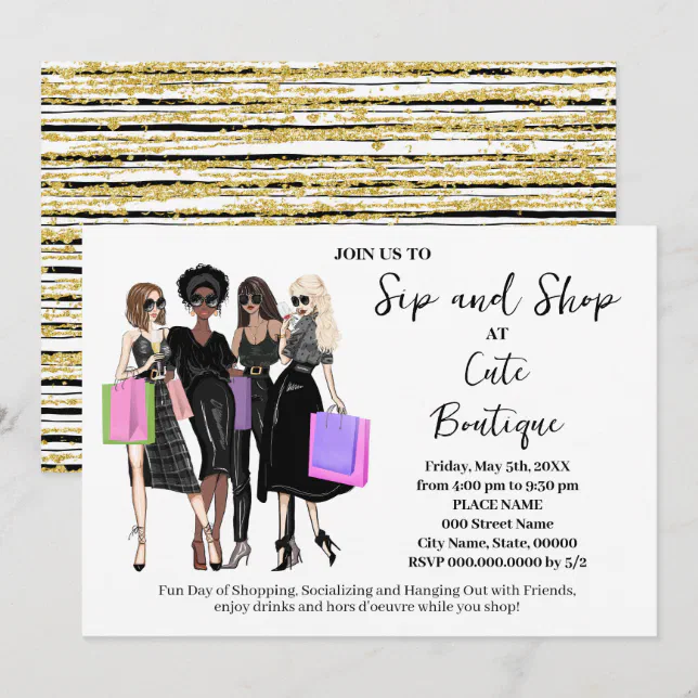 Sip and Shop New Boutique Opening Invitation | Zazzle