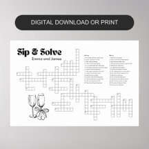 Sip And Solve Crossword Template Digital or Print