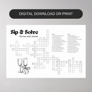 Sip And Solve Crossword Template Digital or Print
