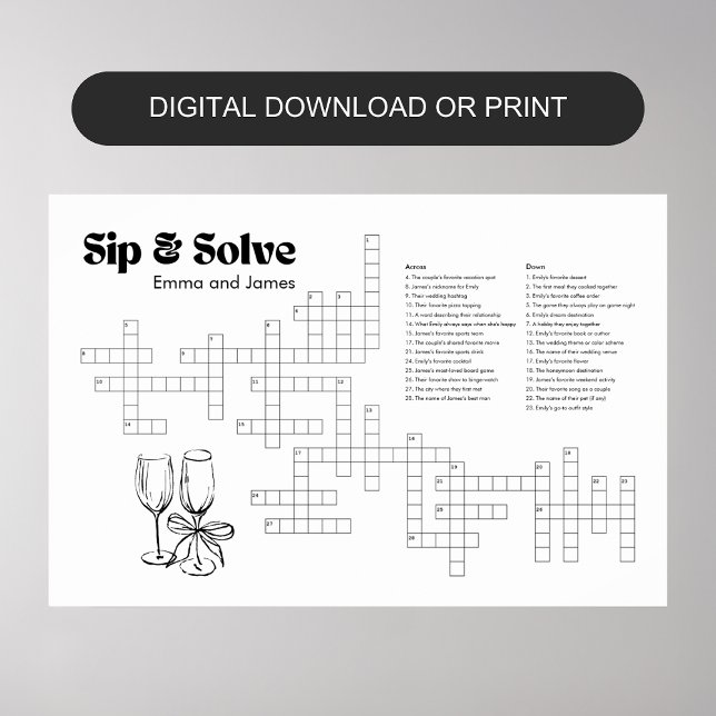 Sip And Solve Crossword Template Digital or Print  (Creator Uploaded)