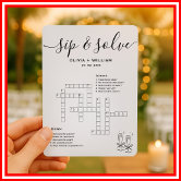 Personalized Sip and Solve Bridal Shower Crossword Invitation