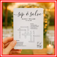 Sip and Solve Custom Wedding Crossword Puzzle
