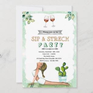 Sip and Stretch Wine and Yoga invitation