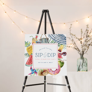 Sip & Dip Pool Party Umbrella Pink Bridal Shower Foam Board