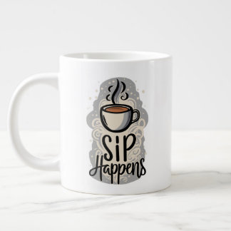 Sip Happens Coffee House Old Classic Style  Giant Coffee Mug