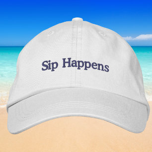 Sip Happens Funny Preppy Wine Baseball Embroidered Baseball Cap