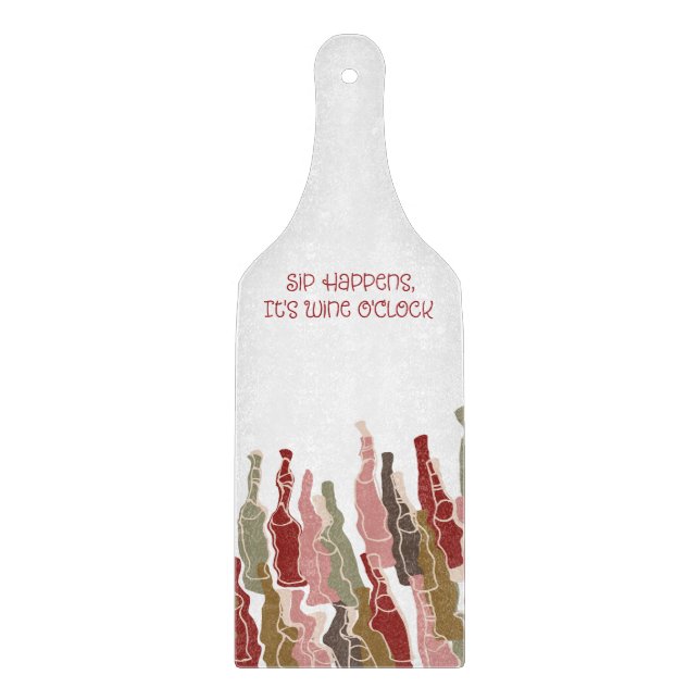 Sip Happens Glass Paddle Cutting Board (Front)