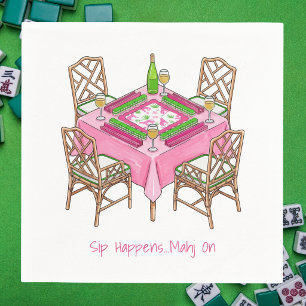 Sip Happens...Mahj On / Preppy Mahjong Wine Party Napkins