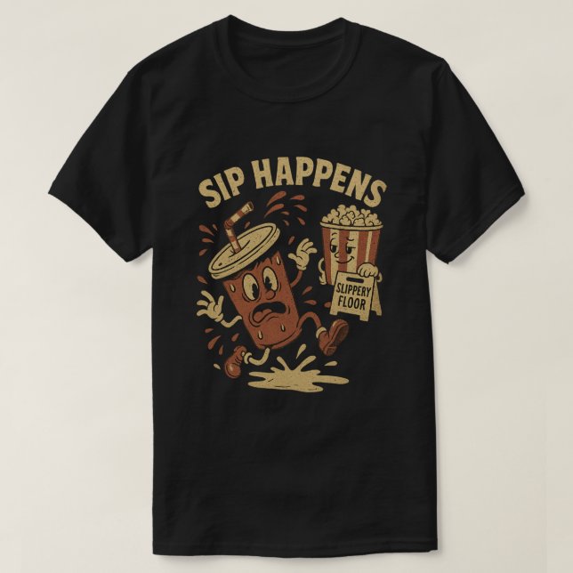 SIP HAPPENS Vintage Cartoon T-Shirt (Design Front)
