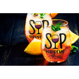Sip Happens Wine Glass Set