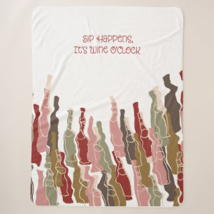 Sip Happens Wine Lover Sherpa Blanket