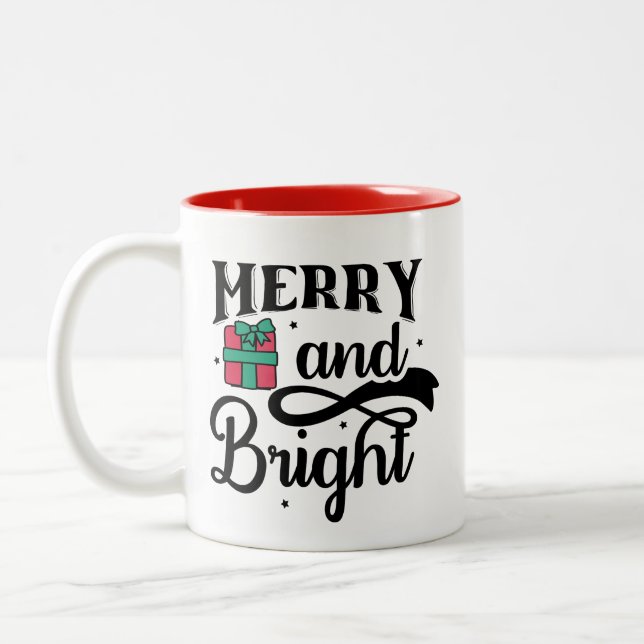 Sip In Style Merry Bright Mug - Two Tone Christmas (Left)