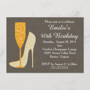 Sip in Style Wine Champagne Birthday Invitations