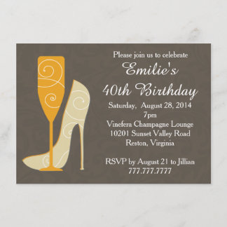 Sip in Style Wine Champagne Birthday Invitations