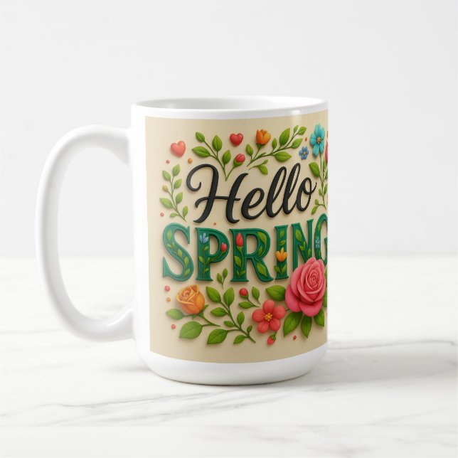 Sip into Spring – “Hello Spring” Coffee Mug (Left)