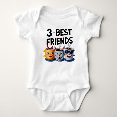 Sip Laugh Repeat 3 Best Friends Coffee Mug  Baby Bodysuit