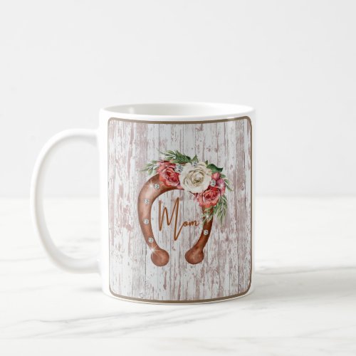 Sip Love  Luck wOur Floral Horseshoe Coffee Mug